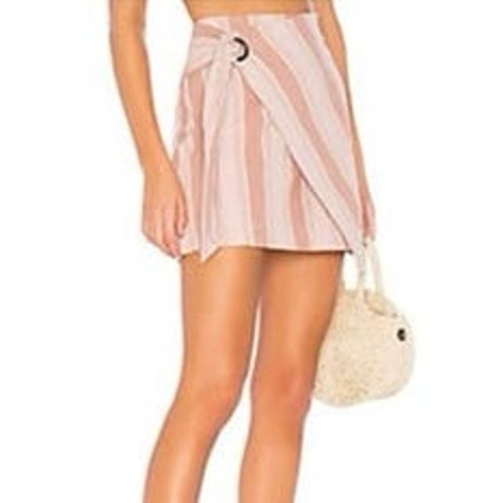 Free People Tuscan Sunrise Linen Mini Skirt Dusty Mauve Faux‎ Wrap